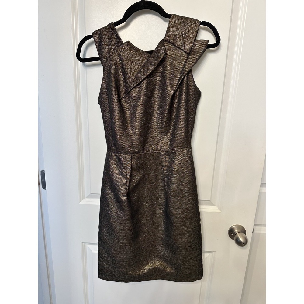 W118 By Walter Baker Metallic‎ Black & Gold Shimmer Mini Dress Size XS Cocktail